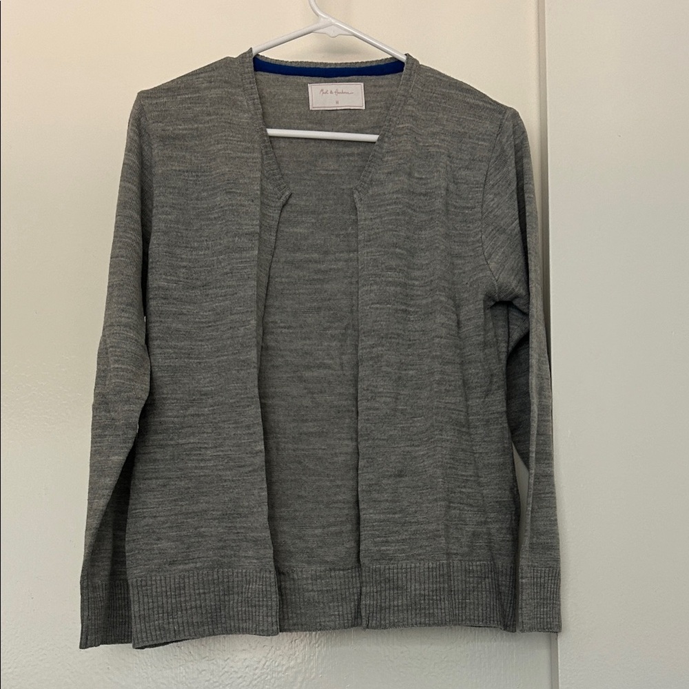 Gray Open Front Cardigan